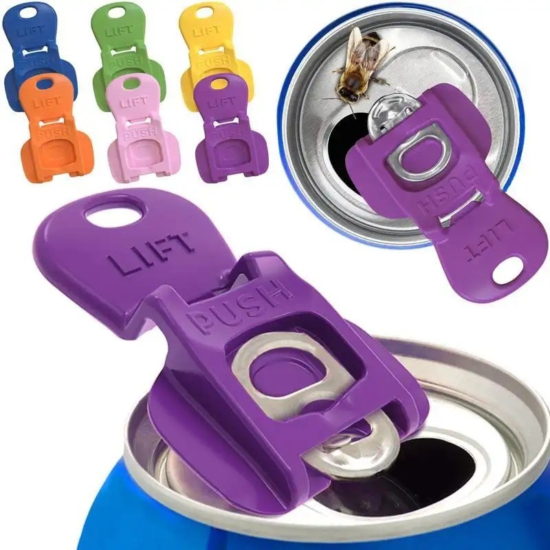 6-Pack Can Lids & Tab Openers – Colorful Drink Covers for Soda, Beer & Camping