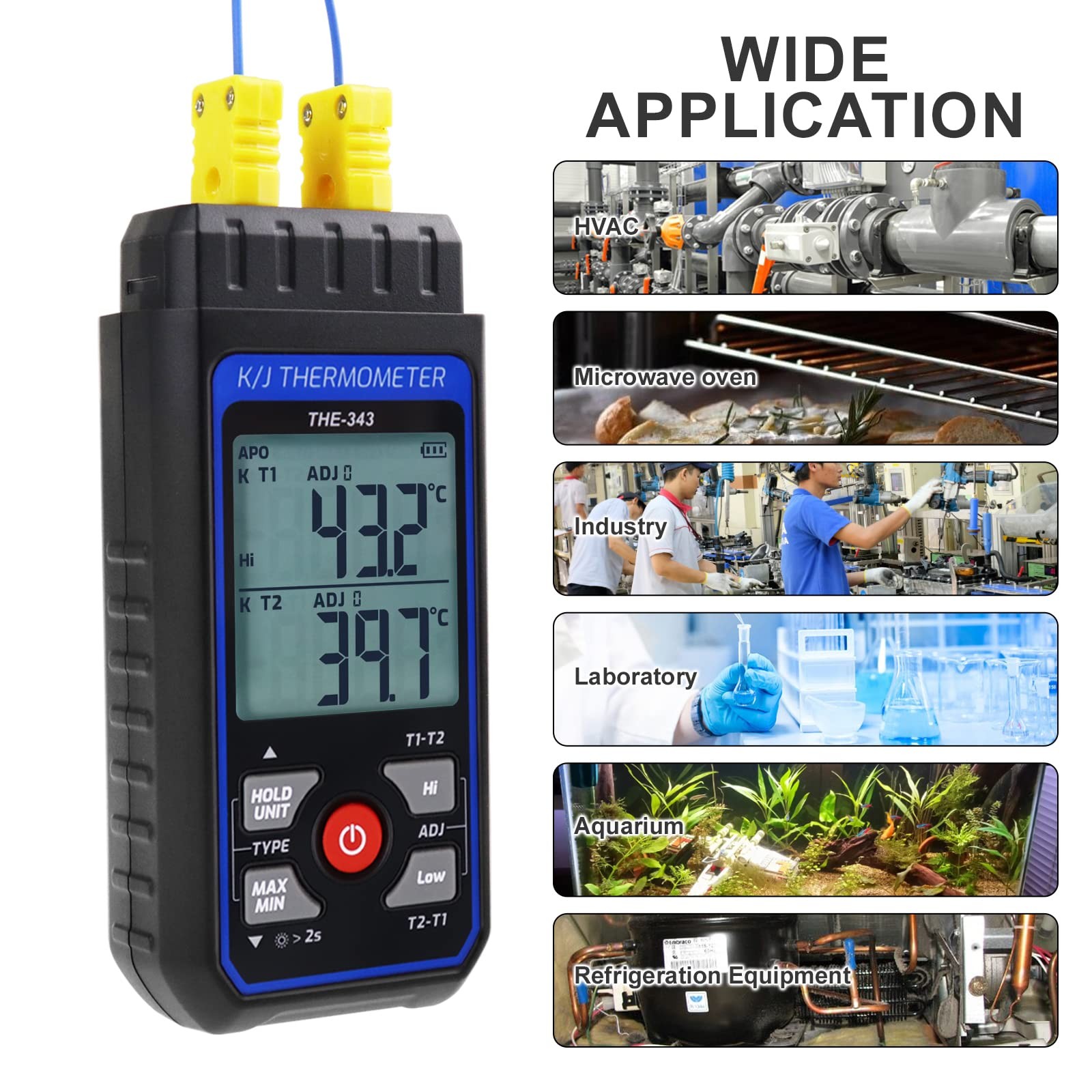 Thermocouple Thermometer Digital K Type with 4 Black