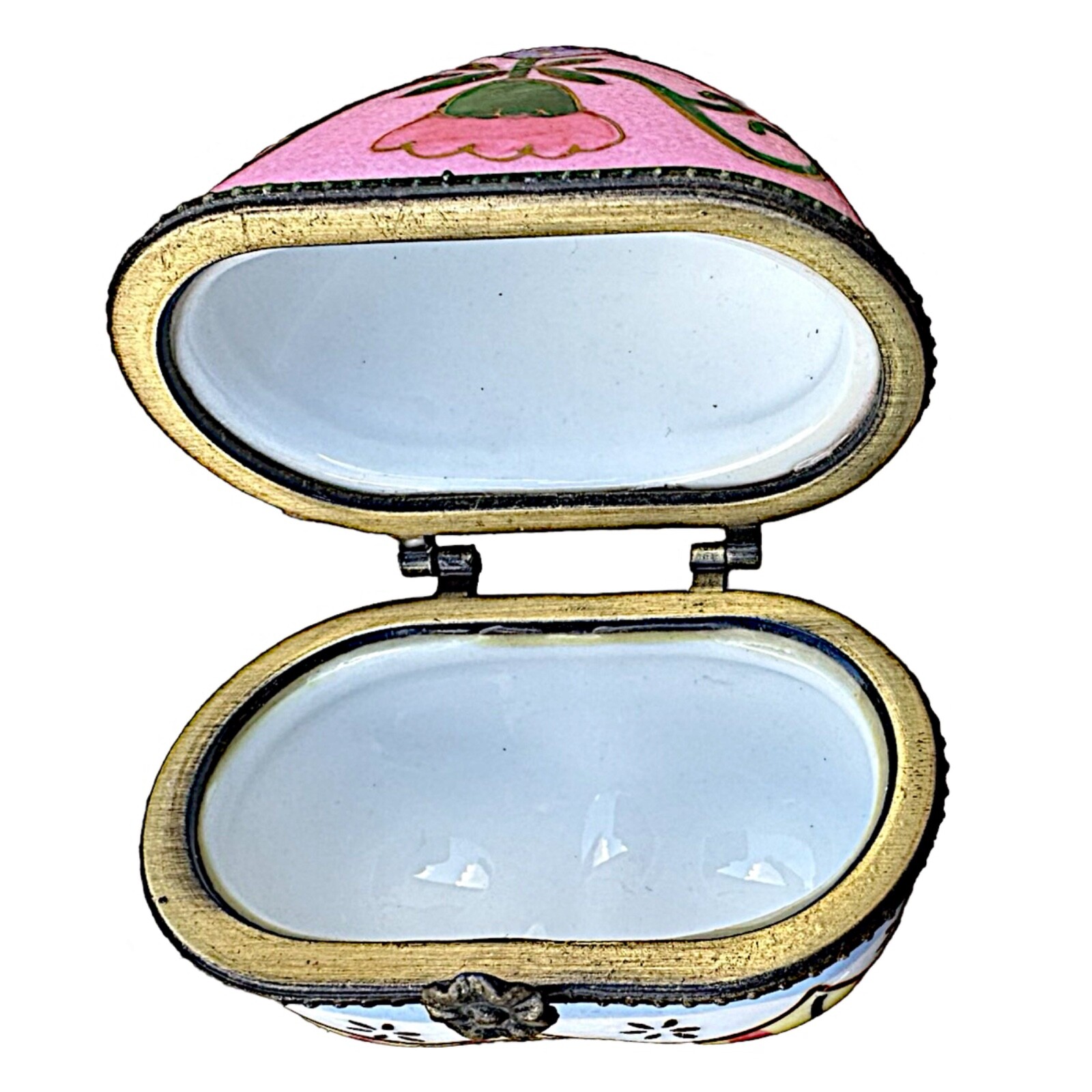 Multicolor ceramic heart-shaped hinged trinket box 3”x 2.5”