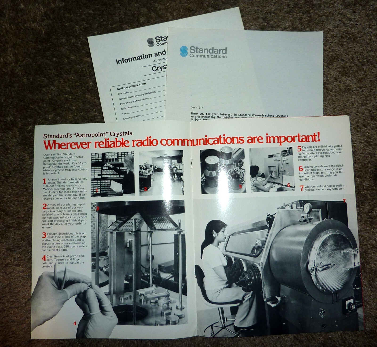 Standard Communications "Astropoint" Crystals Brochure Good Cond Original