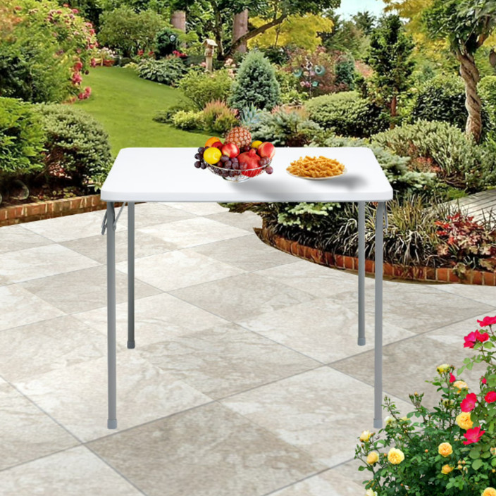 Mainstays 34" Fixed Table Top Folding Legs Card Table, White