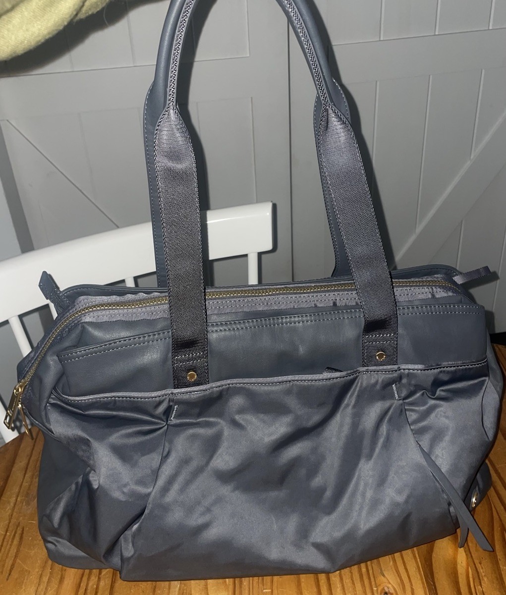 Lululemon Urban Warrior Duffel Gym Yoga Bag W/ Pink Interior Slate Grey