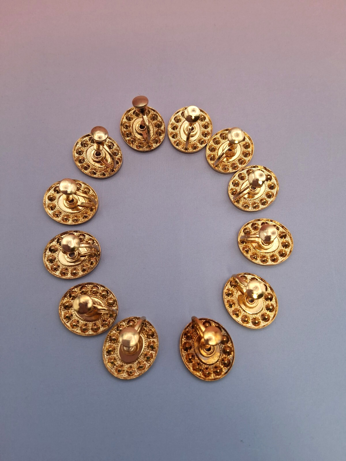 Non-pierced screw on earring settings gold plated lot of 6 pr