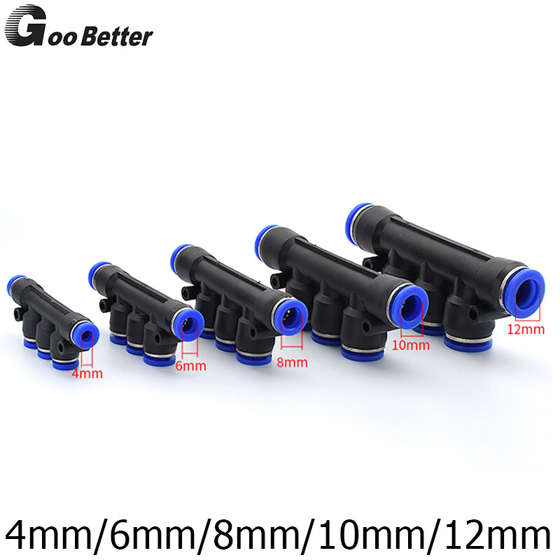 Pneumatic Push In Fitting Air Water Pipe Fittings 4-6-8-10-12mm Nylon Connector