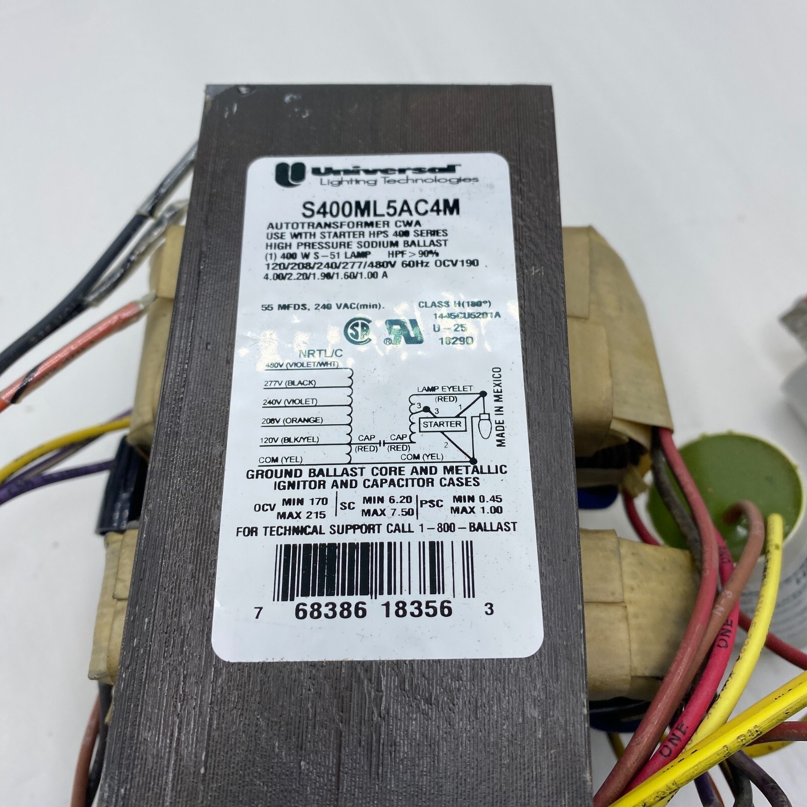 UNIVERSAL LIGHTING S400ML5AC4M HIGH PRESSURE MAGNETIC BALLAST W/HPS400-3A 🔔