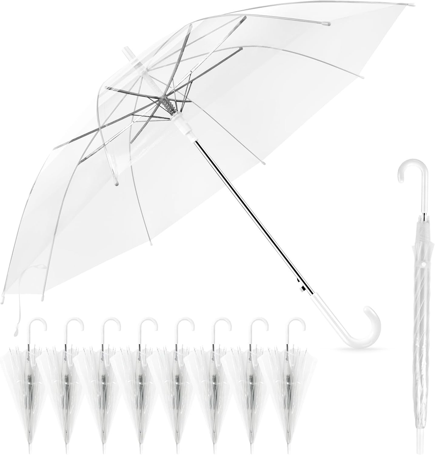Clear Wedding Umbrellas Bulk, High-Visibility Transparent Rain Umbrella, #R036