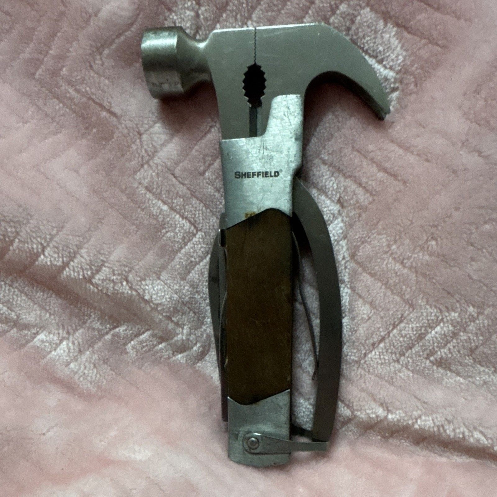 Sheffield Hammer Multi-Tool Stainless Steel Blade Wood/Metal Handle 5.5 in