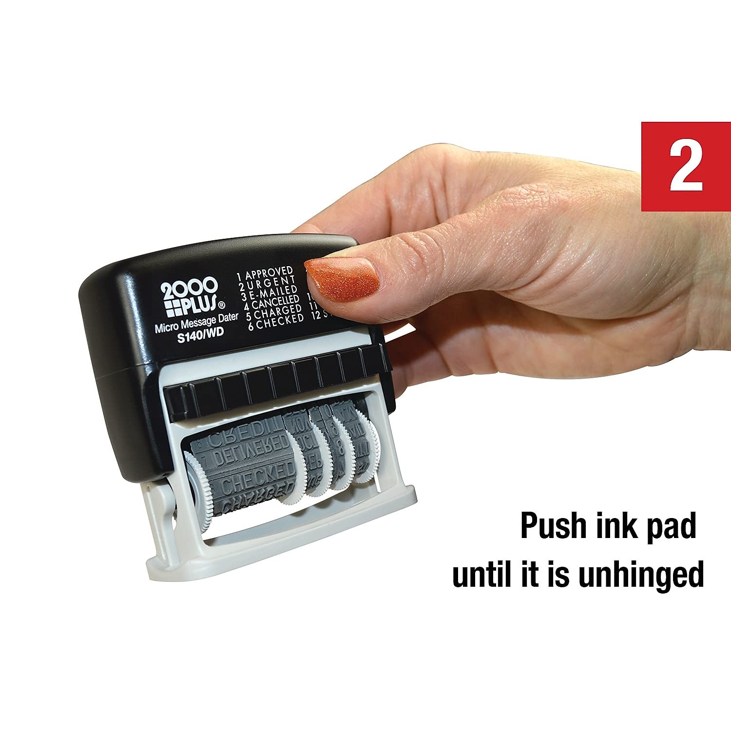 Self Inking Micro Message Dater Stamp with Phrases for Office Use Black