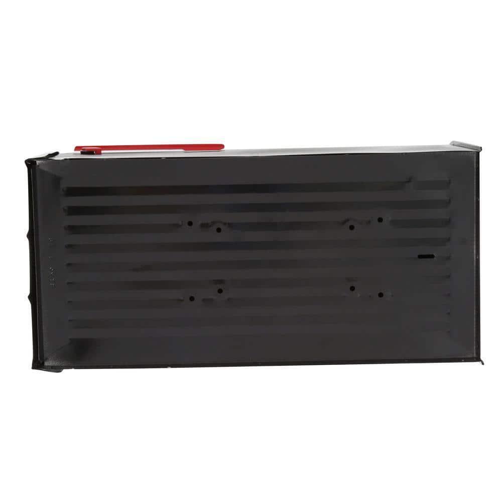 Post Mount Mailbox Black Extra Large Rust-Resistant Steel Adjustable Door Latch