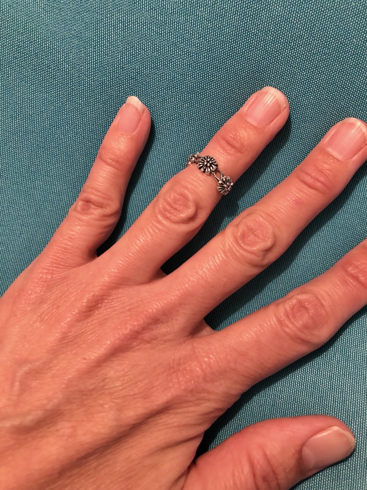 Toe Ring Sterling Silver Flower Adjustable Childrens Pinky Finger