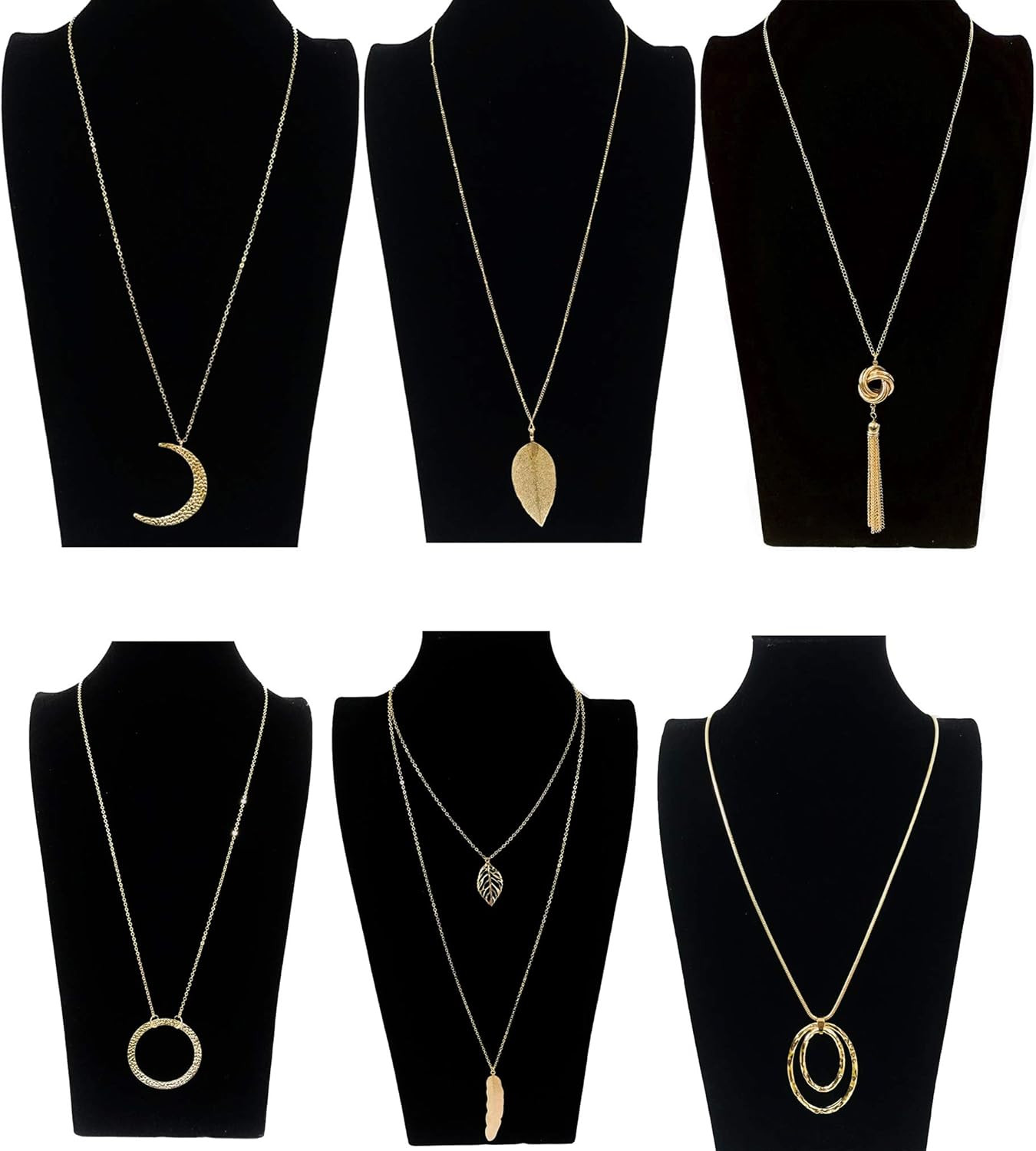10Pcs Long Pendant Necklace Simple Moon Bar Three Triangle Tassel Lock Sweater Y