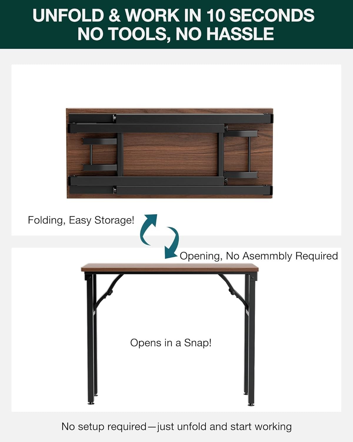 Small Folding Computer Desk – Portable 35.8 Inch Foldable Laptop Table
