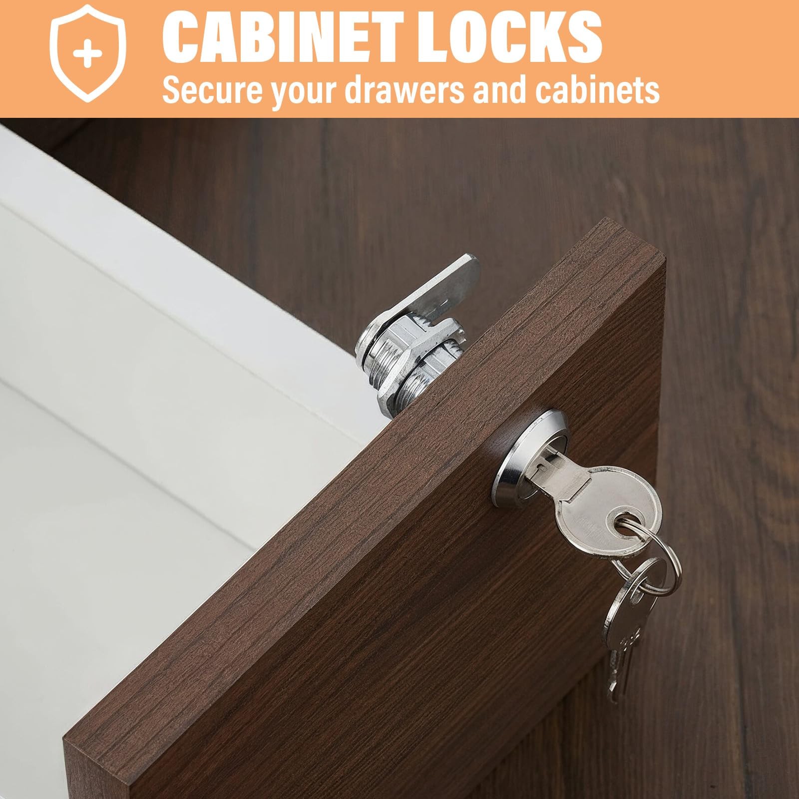 17 Pcs Cabinet Locks with Keys, 5/8 Inch Cam Locks Keyed Alike, Zinc Alloy Re...