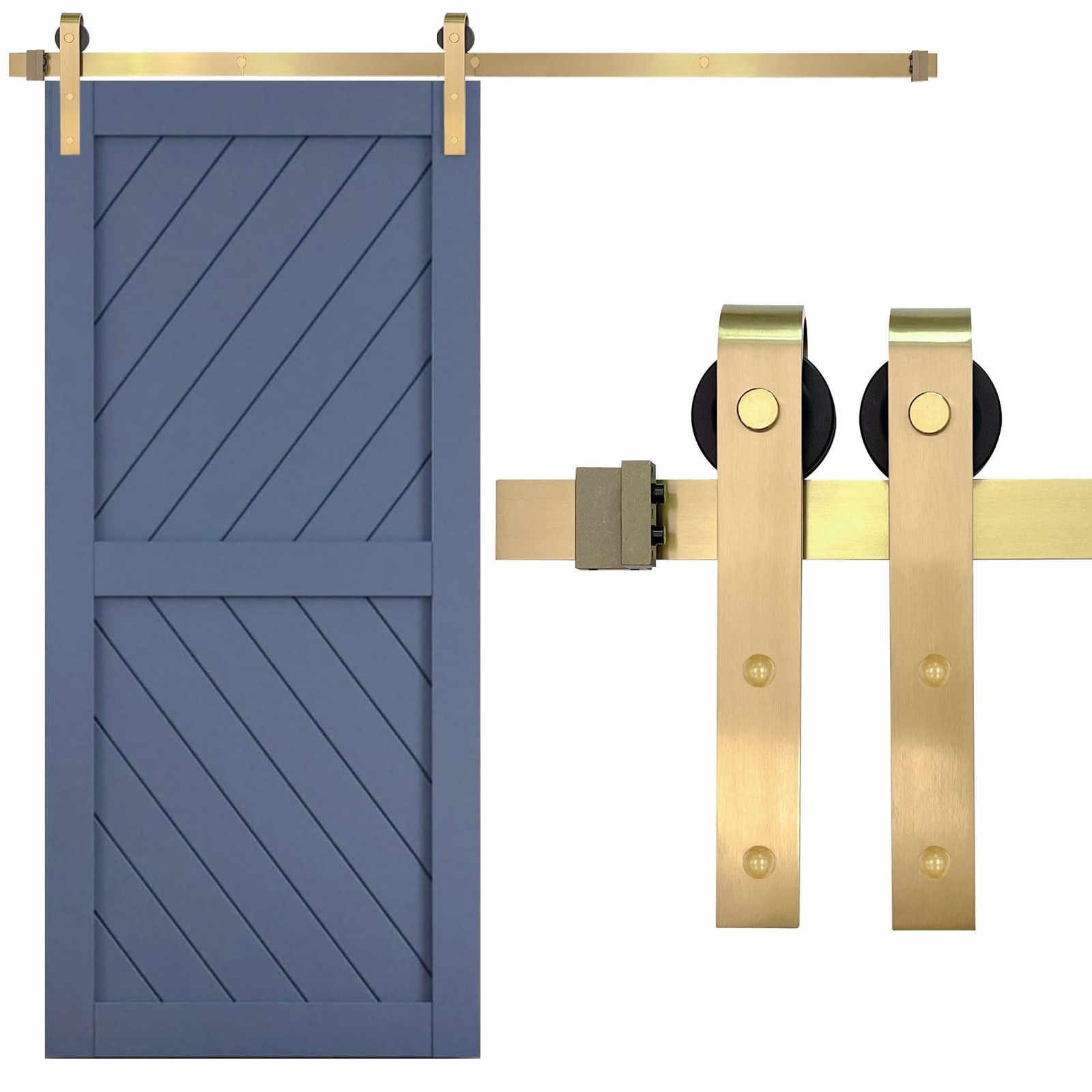 Rio Salto Gold Barn Door Hardware Kit Adjustable Length Up 6ft 7in (36"-79")