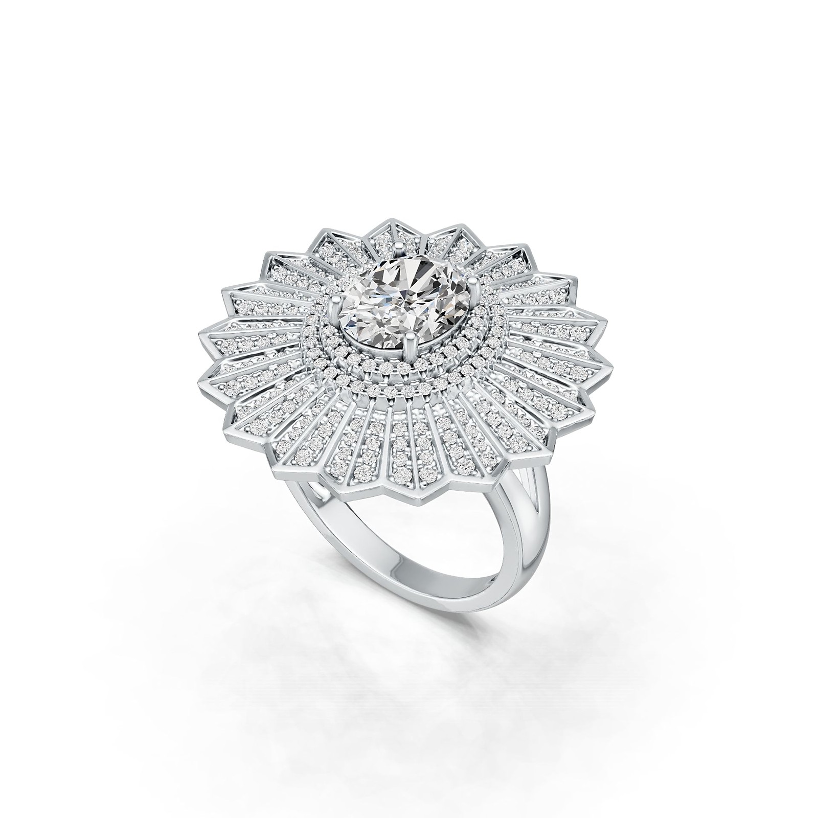 Sterling Silver Semi Mount Ring Setting Oval OV 10X8mm with White Topaz
