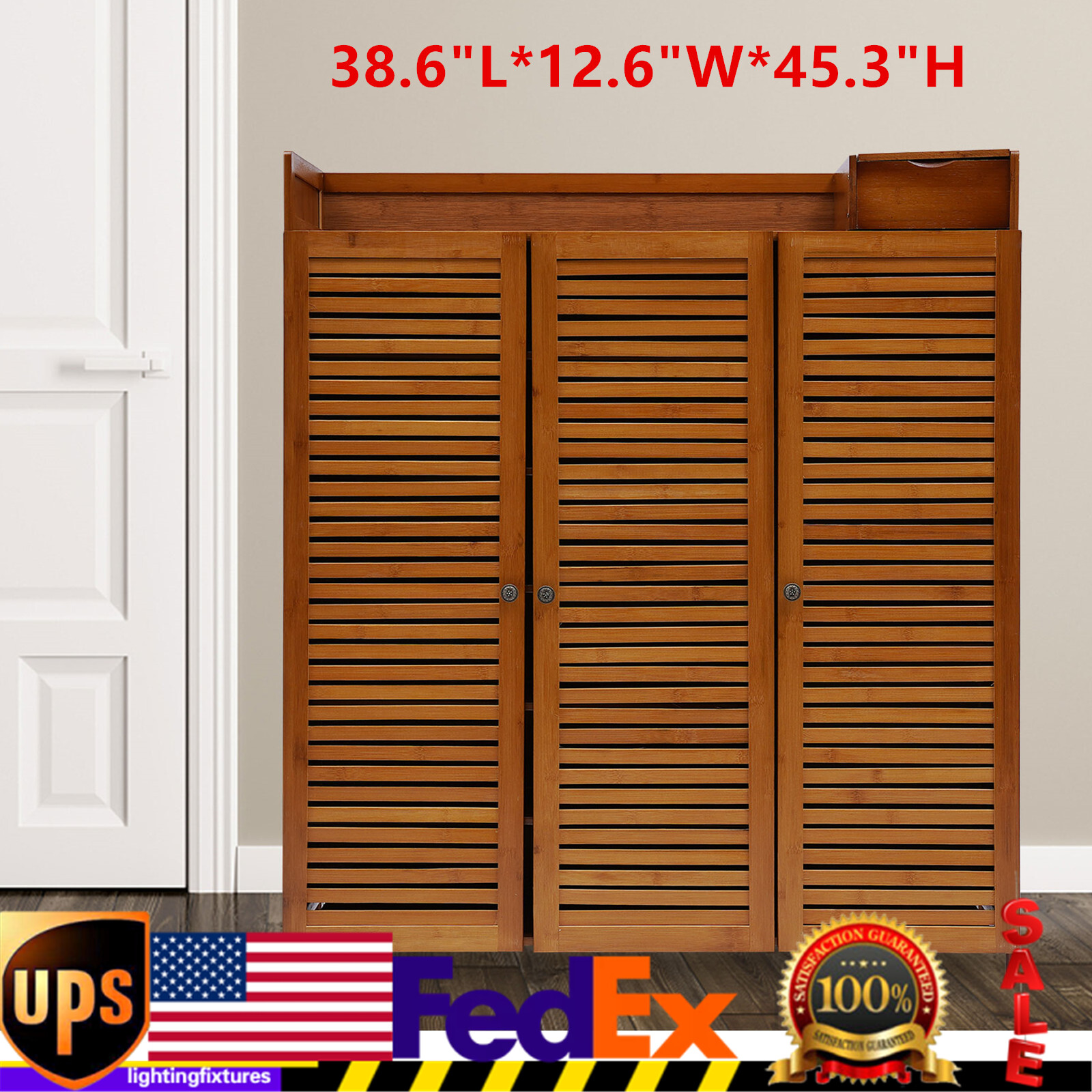 Entryway Shoe Cabinet Wood Shoe Storage Rack Shoe Organizer Closet Cabinet NEW