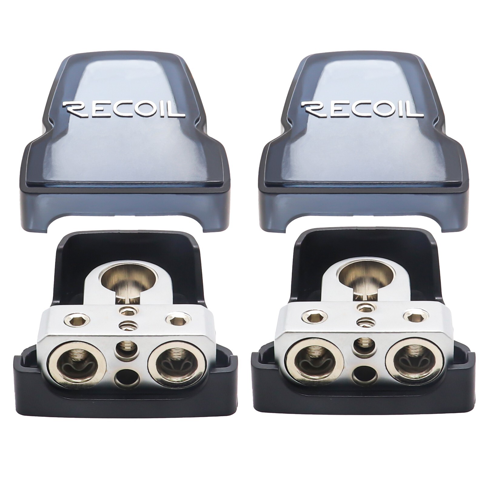 Recoil PBT-D08 Premium Solid Brass Positive/Negative Battery Terminals, 2 Pack