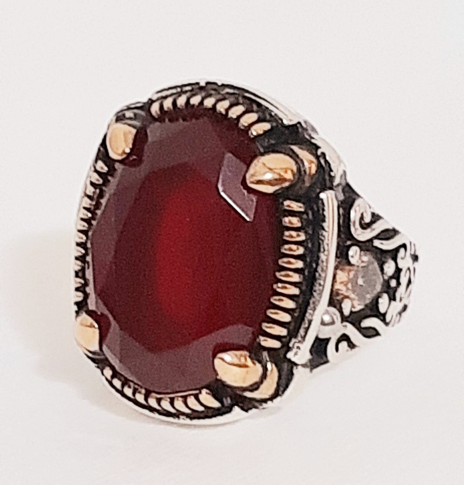 Men 925 Silver Ring Solitaire Ruby Spinel Ring Man Sterling $