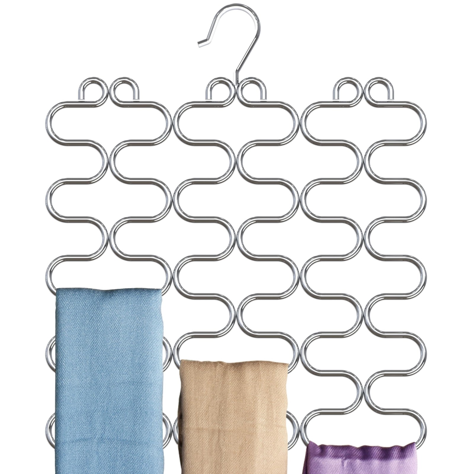 Scarf Hanger for Closet, 23 Loop, Chrome