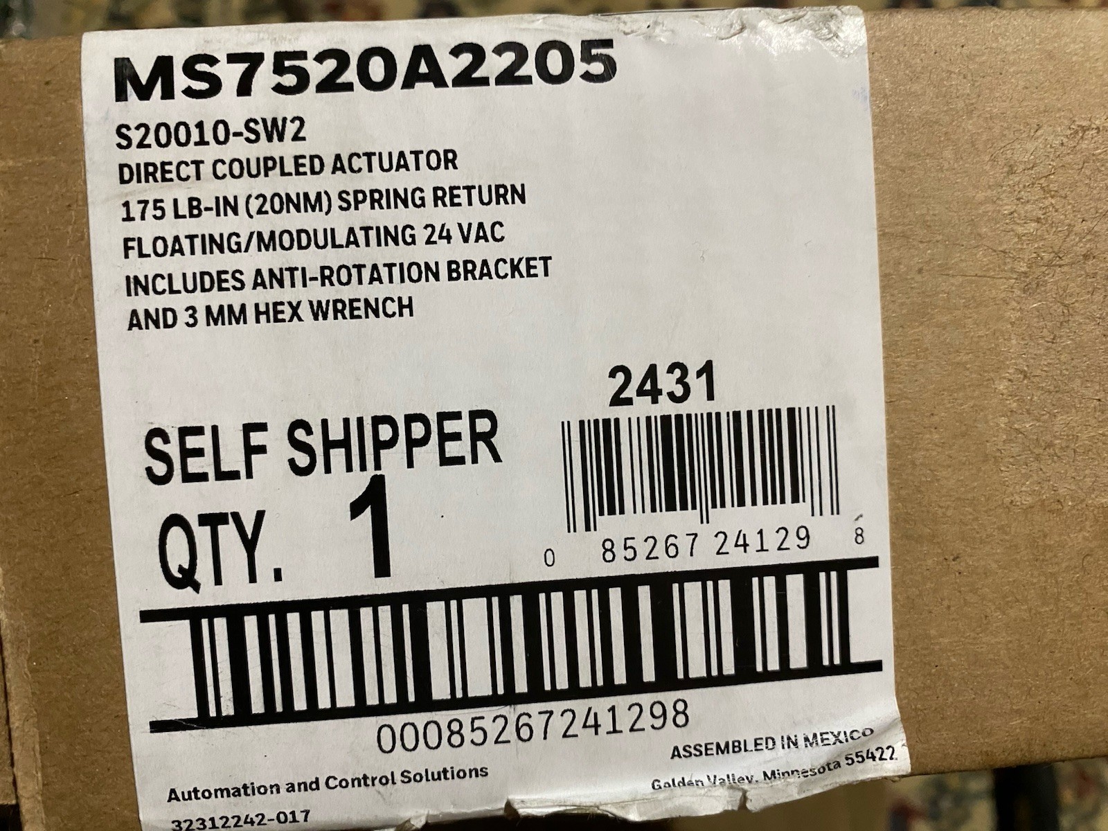 Honeywell MS7520A2205 Direct Coupled Actuator 24VAC NEW
