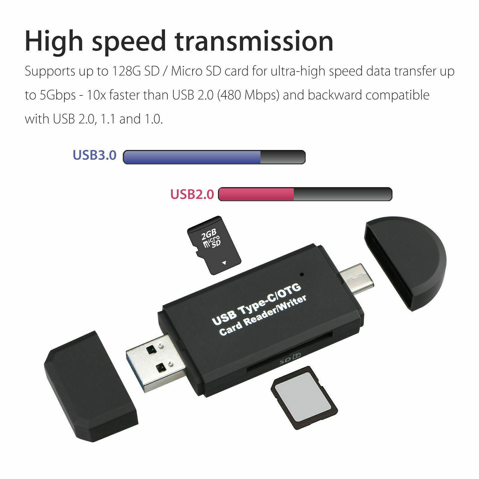 Card Reader USB 3.0 Type C Micro SD TF OTG Smart Memory Adapter Laptop Computer