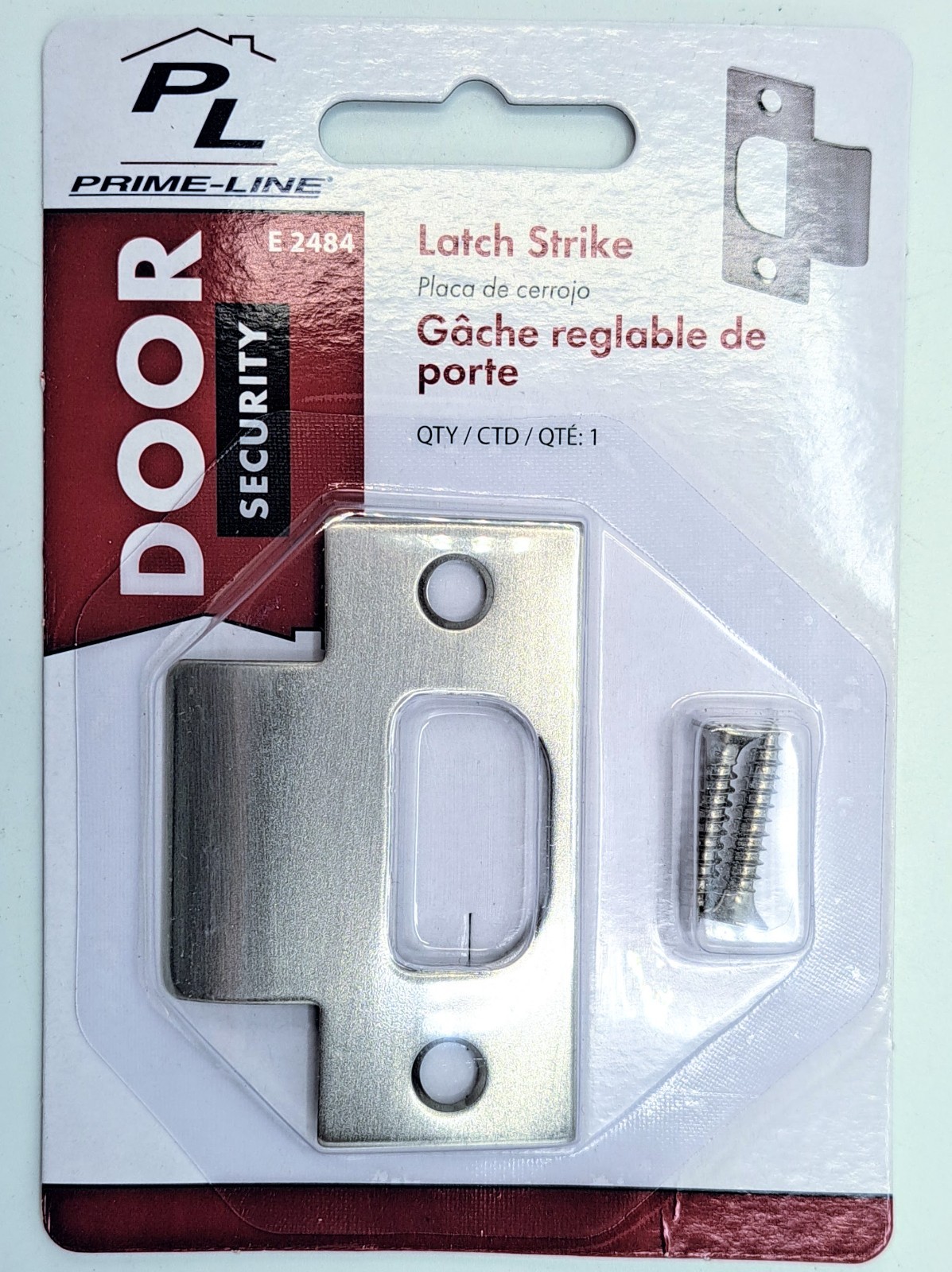 Prime-Line E 2484 Tee Strike with Screws, Satin Nickel Finish