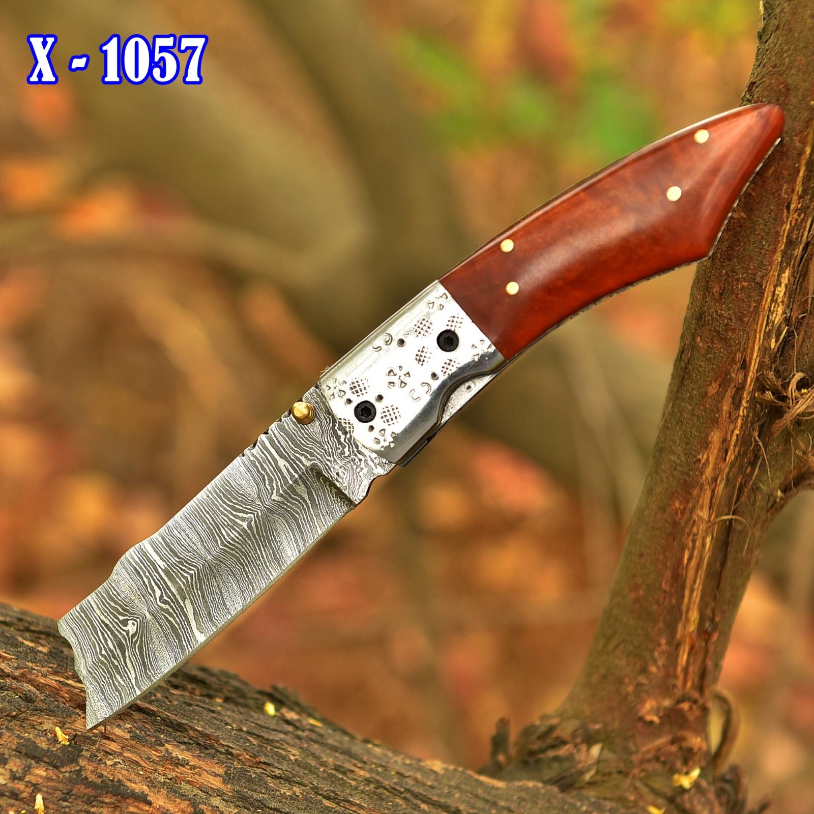 Damascus Folding Tanto Blade Pocket Knife InnerLock Tactical Outdoor Survival