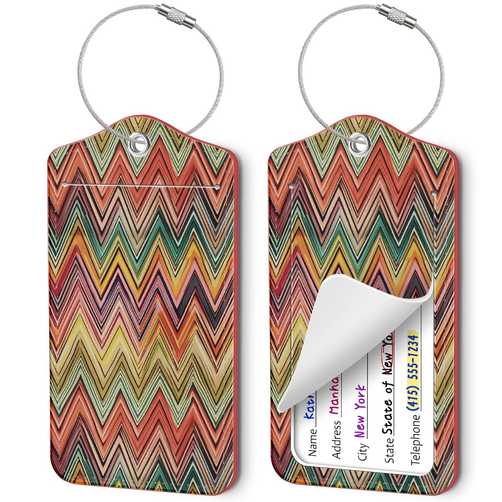 2 Pack Luggage Tags for Suitcases, Cute PU Leather Name Medium, U.geometry