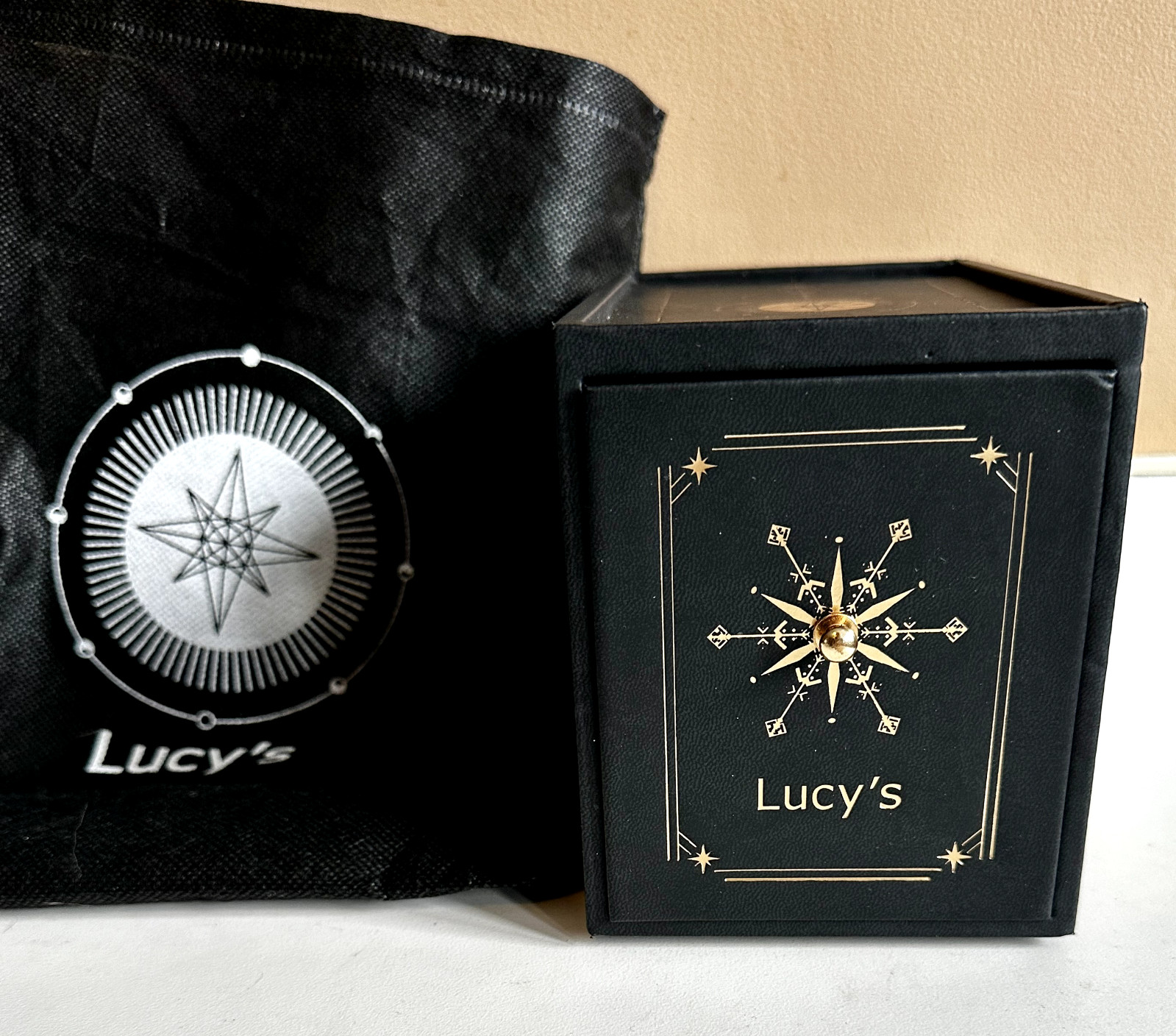 Lucy's Black Gold Red Lined Trinket Box Future 6.75x4.75x3.75" New