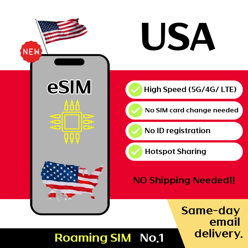 USA Travel eSIM - 5G , 7 to 30 Days - 5GB / 10GB / 15GB