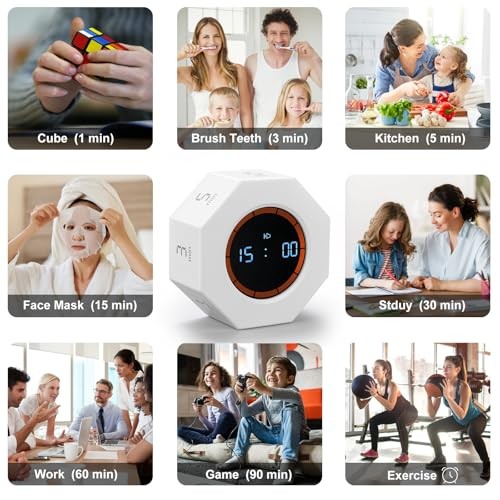 Rechargeable Pomodoro Timer, Small Gravity Timer () | Seven Preset Pearl White