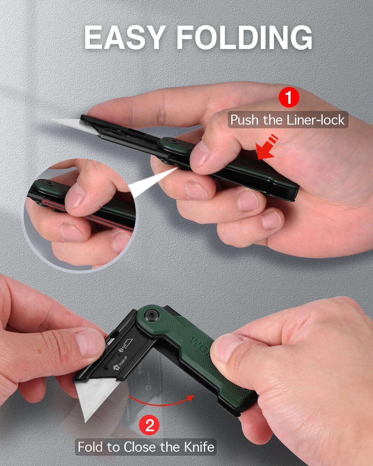 WORKPRO 3-Pack Folding Utility Knife Set Quick-Change Box Cutter 10 Extra Blades