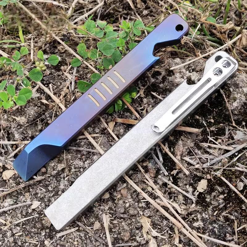 Titanium Pry Bar Crowbar Bottle Opener EDC Pocket Multi Tools Keychain Crowbar