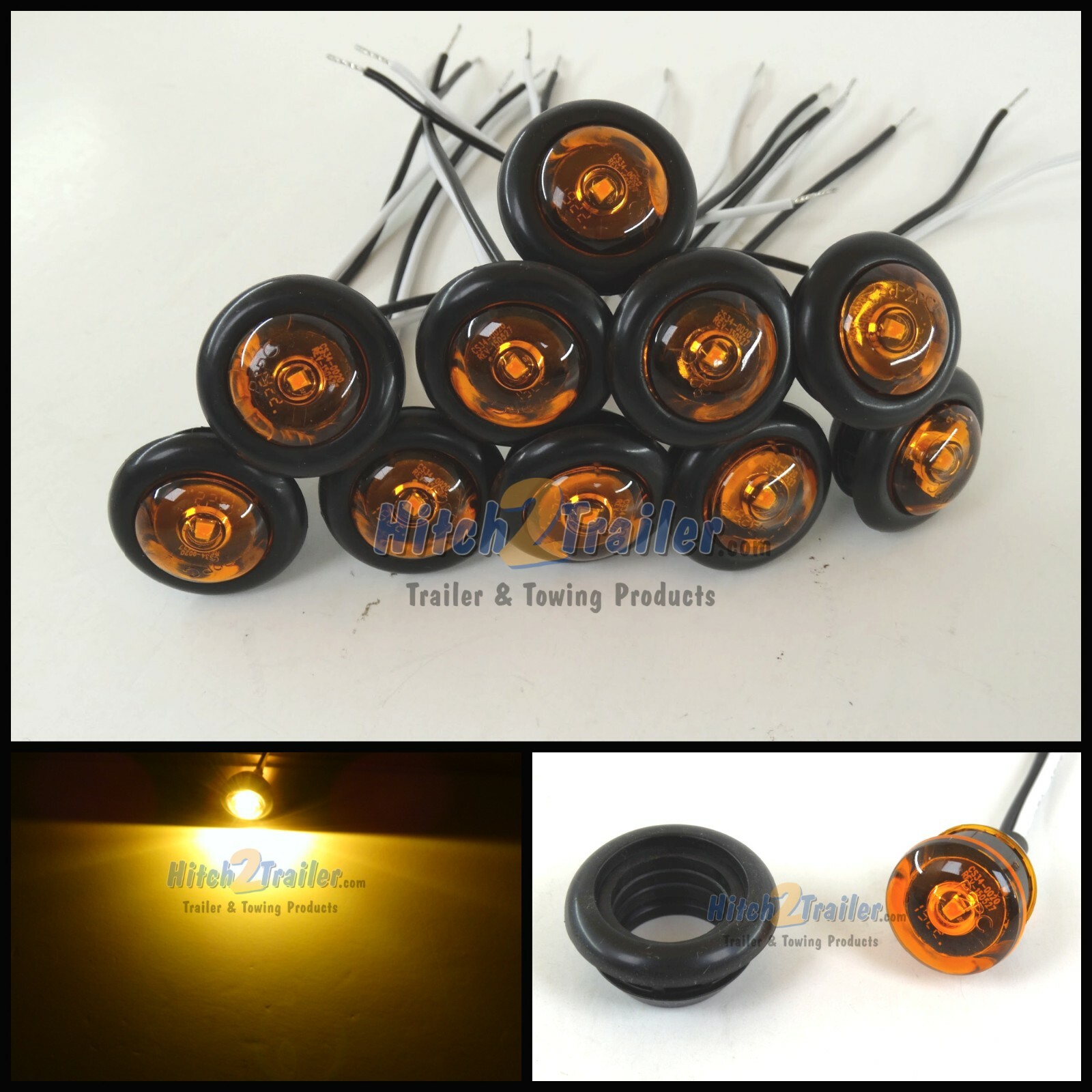 10 pack TecNiq Amber 3/4" LED Bullet lights Clearance Marker Trailer Truck USA