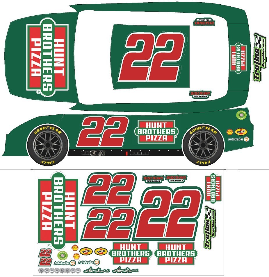 LOSI Nascar - 22 Joey Logano Hunt Bros Pizza RC Decal Sheet for 12th scale