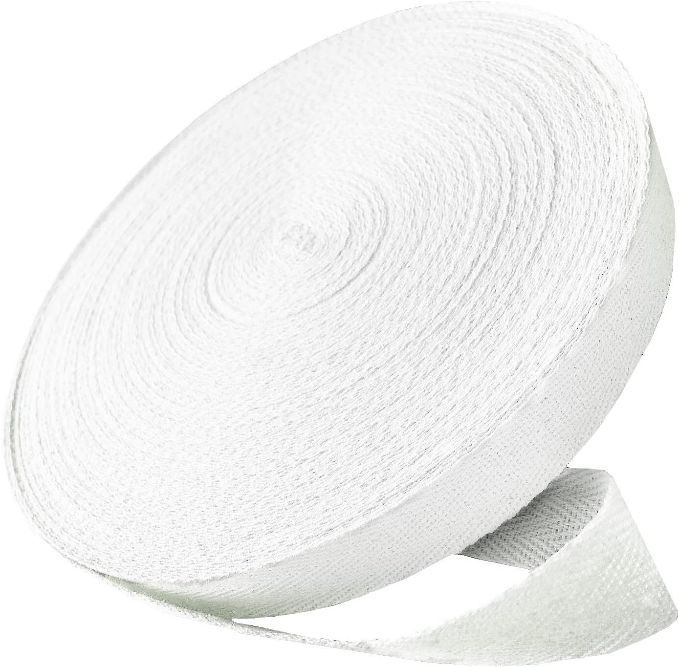 50 Yards Cotton Twill Tape Ribbon 1 Inch, Soft Natural Webbing Tape Herringbone