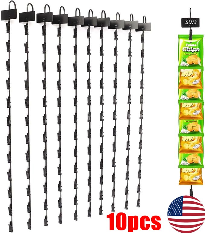 10Pcs Hanging Merchandise Strips with Hooks, 31 inch Metal Retail Display Rack