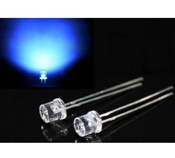 20PCS 5MM 2Pin Flat Top Blue LED Wide Angle Flat Head Light Lamp NEW