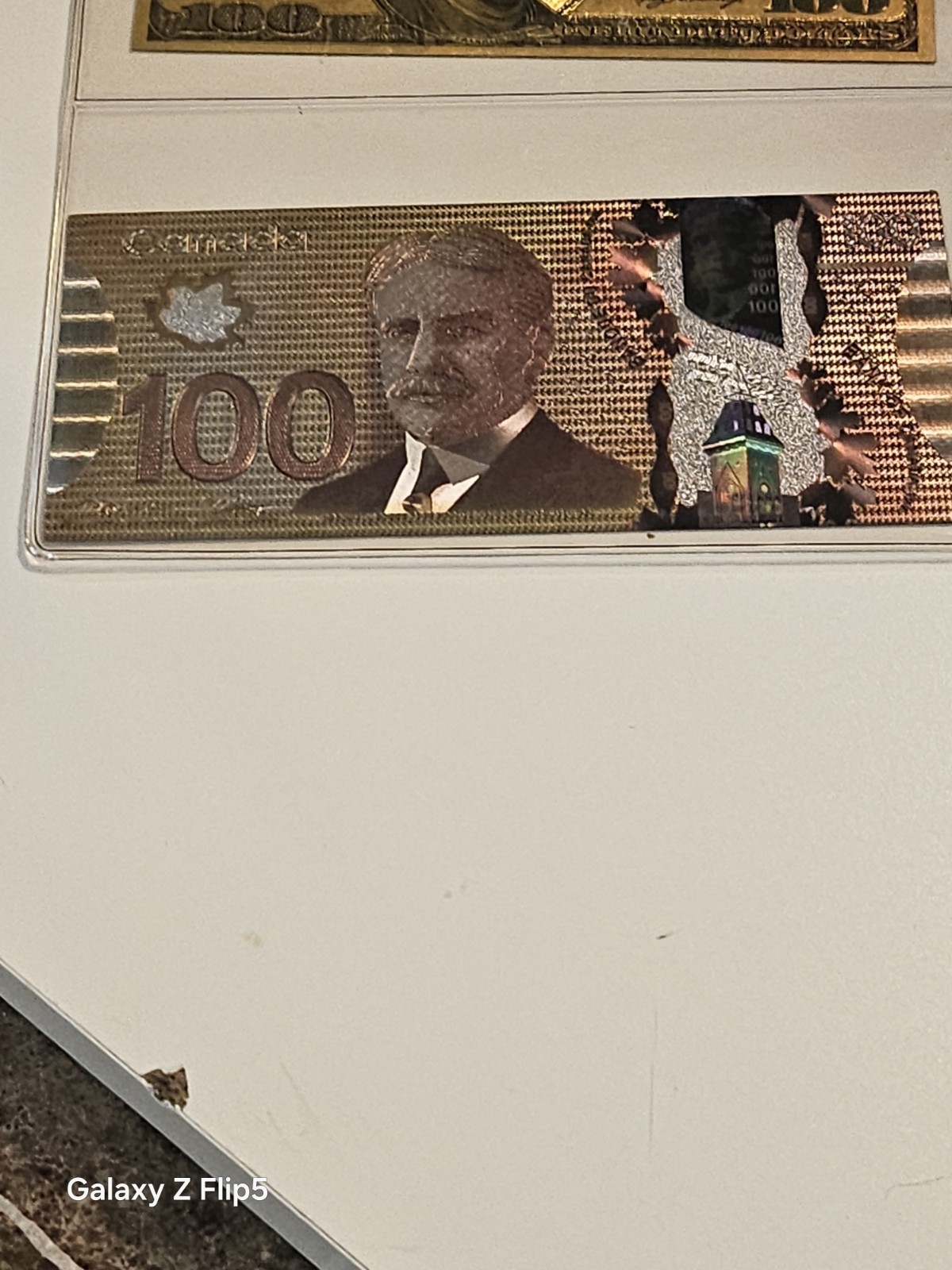 100$ Canadian Dollar Bill In Real Gold