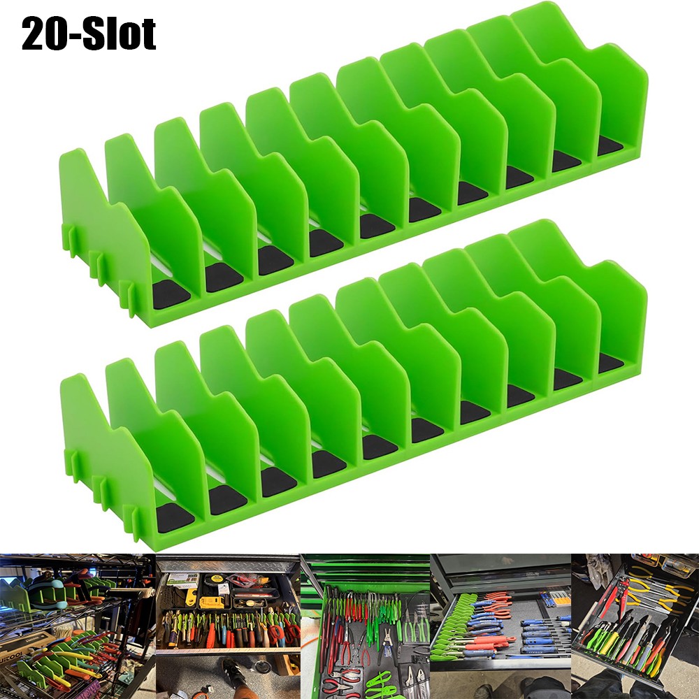 20 Slot Plier Organizer Rack Tool Drawer Insert Non Slip Toolbox Storage 2 Pack