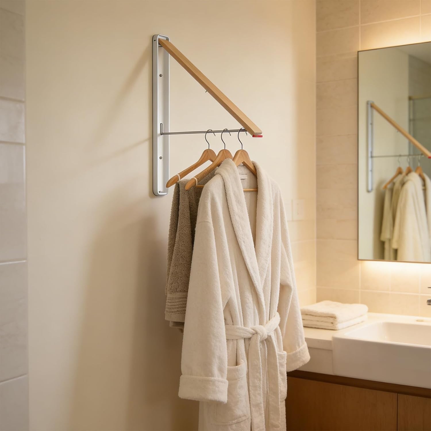 Clothes Drying Rack Wall Mounted for Laundry, Retractable & Foldable Clothes Han