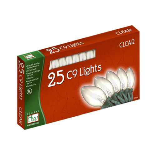 Holiday Wonderland 925C-88 Christmas 25-Light Set, Clear, C9 Bulbs, 25-Ct. -