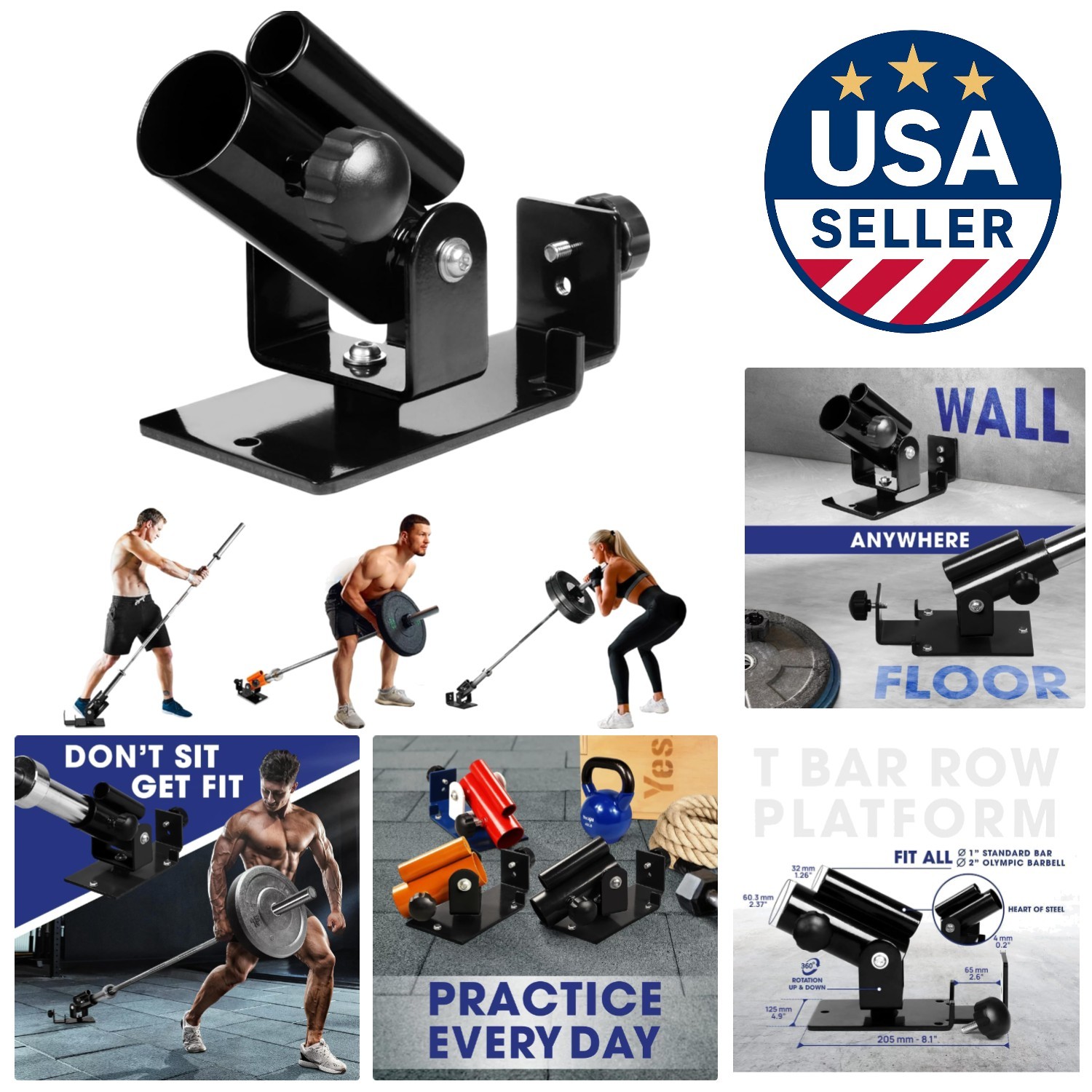 Adjustable T-Bar Row & Landmine Attachment with Secure Grip - 880 lbs Capacity
