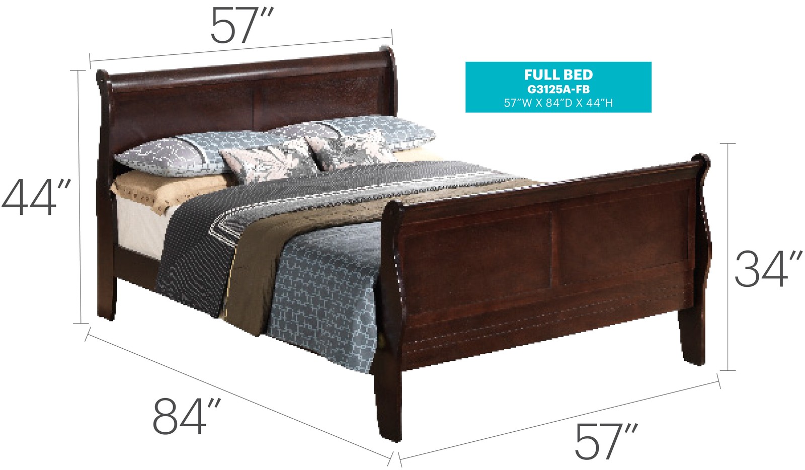 Louis Phillipe G3125A-TB Twin Bed , Cappuccino