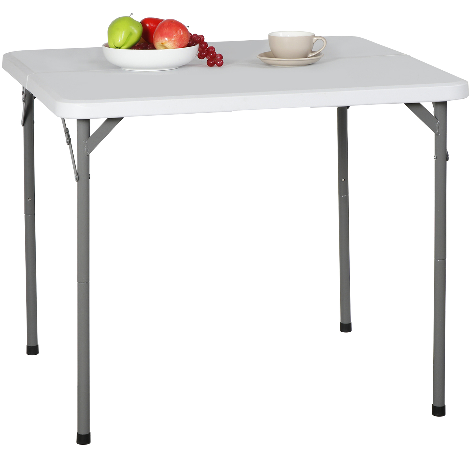 34" Plastic Square Table for Puzzles Crafting Fold in Half Camping Table Utility