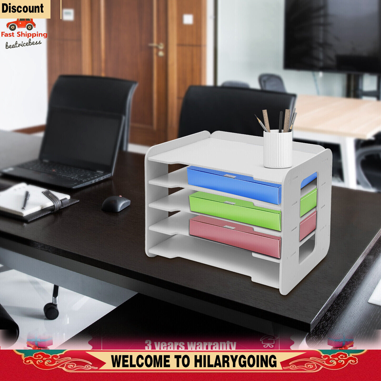Stackable File Organizer Tray Desk Desktop Paper Document Tray Holder 5 Tiers