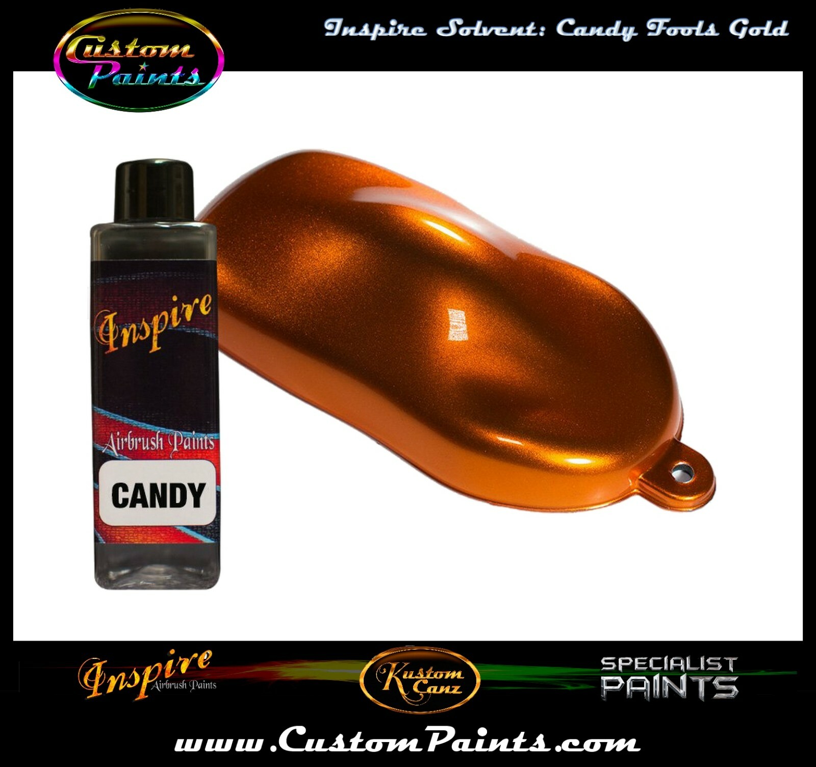 INSPIRE AIRBRUSH CANDY FOOLS GOLD 4oz (SOLVENT), CUSTOM PAINT, HOK, ARTIST