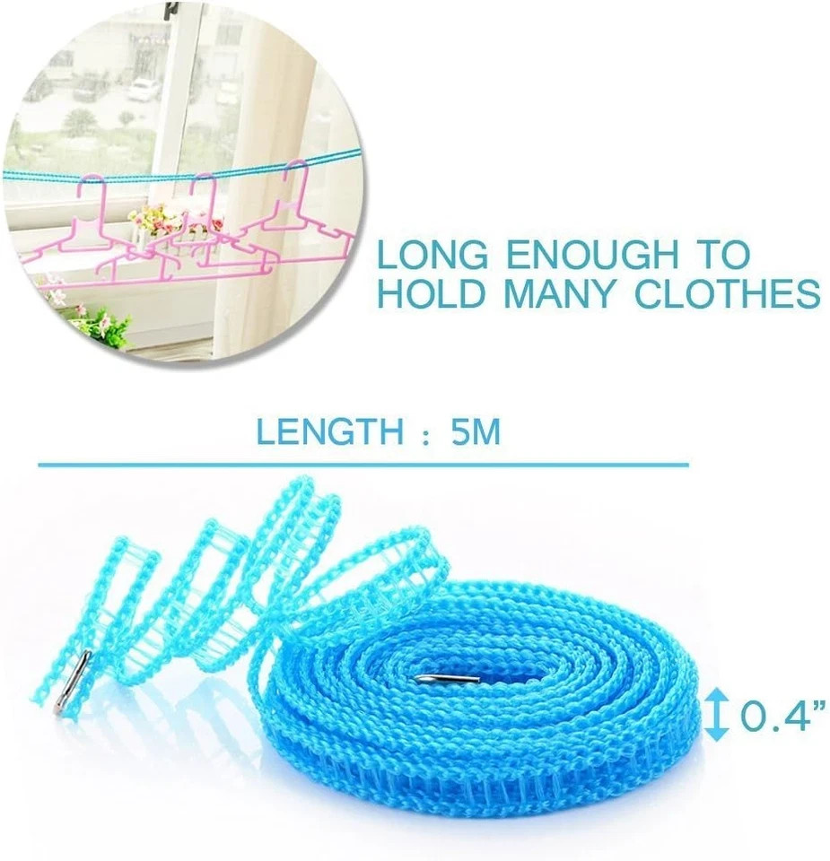 2 Pack Windproof Clothesline Laundry Drying Rope Line for Indoor Outdoor