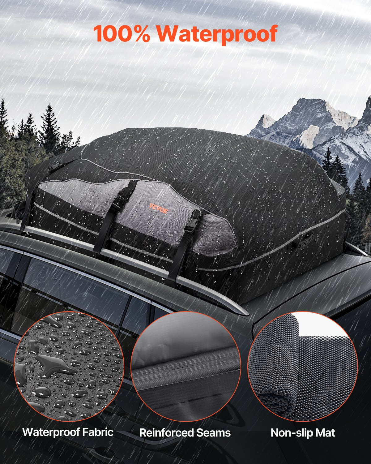 Car Rooftop Cargo Carrier Bag 21 Cubic Feet Roof Cargo Carrier 900D Oxford Cloth