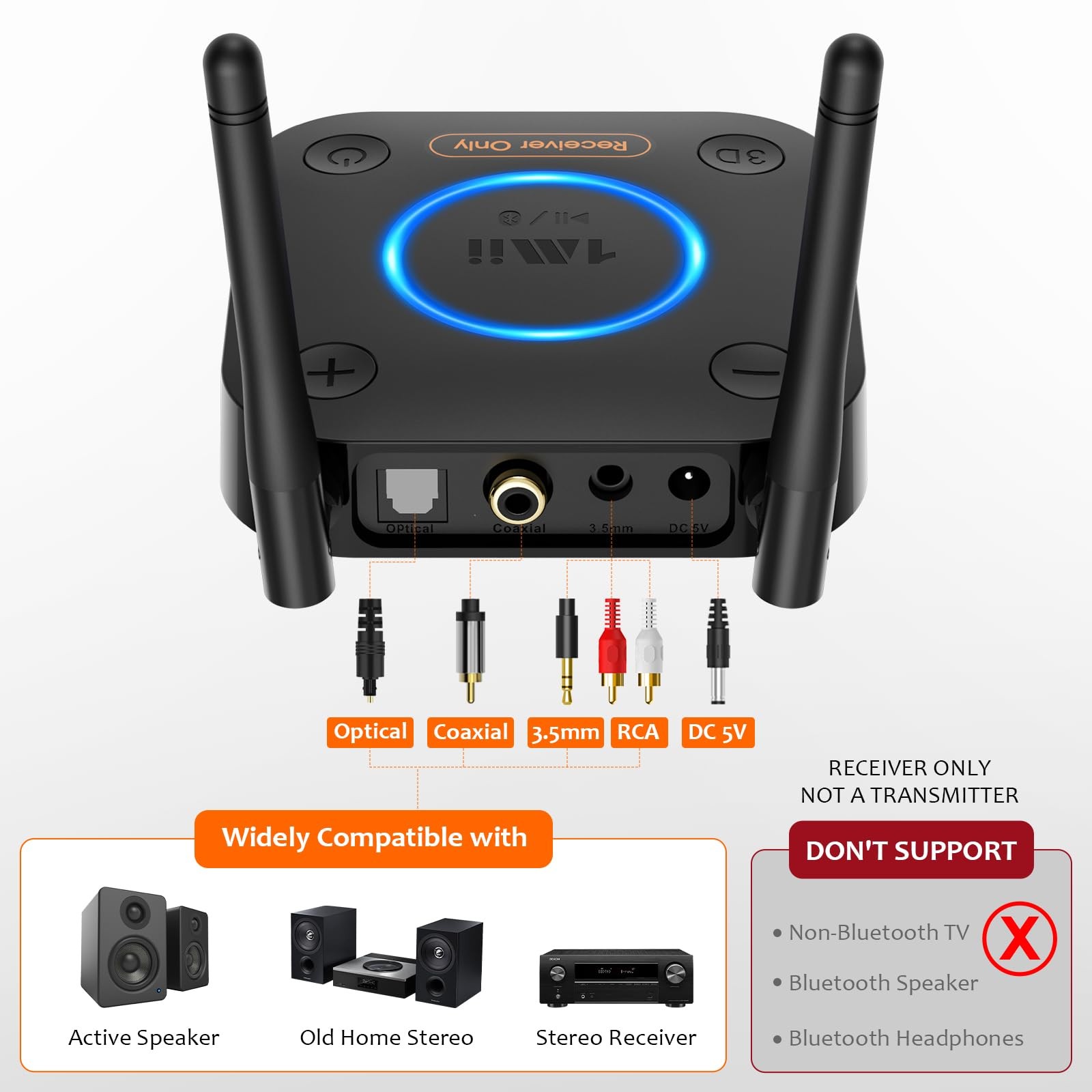 [Upgraded] B06Pro Long Range Bluetooth Receiver, HiFi Wireless Audio Adapter,...